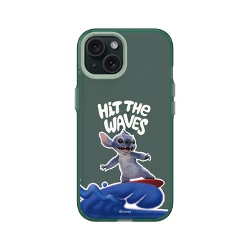iPhone 15 Clear 憂墨綠 - 迪士尼-史迪奇 Disney Stitch - 史迪奇 - 衝浪時刻