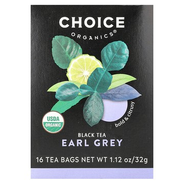 Choice Organics, 紅茶，格雷伯爵茶，16 茶包，1.12 盎司（32 克）