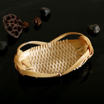 特色竹編花生造型盤竹簸箕水果籃竹籃花生果盤收納道具竹簍編輯