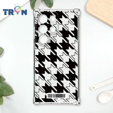 TRON 三星 S22 Ultra 虛實剪影千鳥紋 四角防摔載具殼 軟殼 手機殼