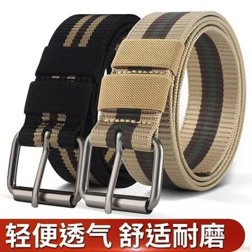 桃園出貨✨潮流新品男女同款褲帶學生加長耐用針釦腰帶加厚尼龍條紋皮帶休閒