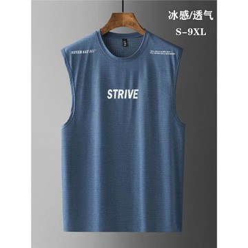(免運)夏季冰絲無袖運動背心男加肥加大碼速干寬松健身短袖t恤馬甲坎肩