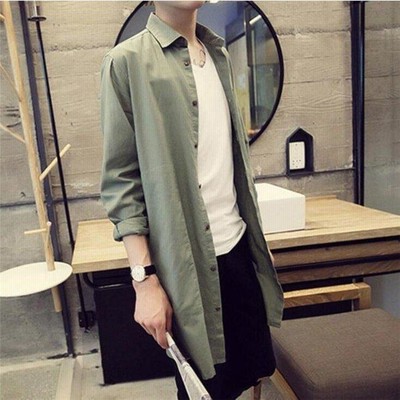 ロングシャツ メンズ シャツ ロング丈 ホスト 春 夏 サマー カジュアル ミリタリー トップス スリム 通販 Lineポイント最大get Lineショッピング