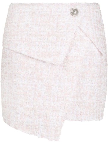 Balmain - asymmetric bouclé skirt - women - Cotton/Acrylic/Polyamide/Polyester/Cupro/Viscose/Mohair/Wool/Metallic Fibre - 38 - Pink