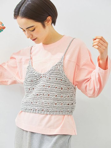 編織感鏤空綁結吊帶背心(0F000579210) - Samansa Mos2