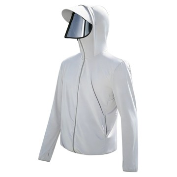 Seekis 男款 帶鏡片遮臉冰絲防曬衣  淺灰色  2XL