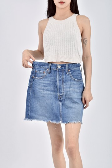 (XL) levis質感丹寧牛仔棉質純棉A字藍色短裙