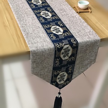 新中式加厚棉麻禪意桌旗茶旗古典餐桌墊茶幾電視柜鞋柜蓋布床尾巾