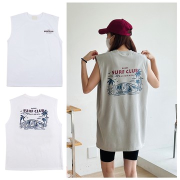 DITION 寬版肌肉背心 美式衝浪椰子樹印花 涼感SURF CLUB