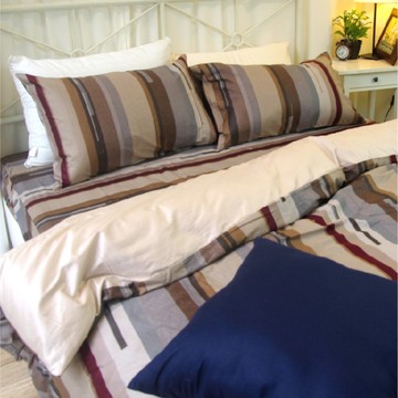 雙人被套6x7尺 100%精梳純棉 被單【大地條紋】大鐘印染 MIT台灣製造 寢居樂