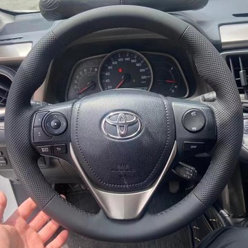 14-17-18款豐田卡羅拉雷凌方向盤套真皮RAV4榮放把套專用手縫全包