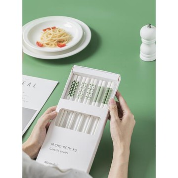高檔時尚陶瓷筷子抗菌防霉耐高溫易清洗一人一筷5雙筷子禮盒套裝