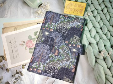 美國薄棉布低明度森林兔子刺猬款訂做磁扣款書衣-布書套-手冊套