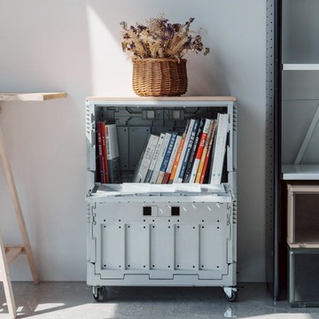 完美主義│FB-5336DR 清水模摺疊籃 木板 輪子 收納 摺疊 摺疊箱 收納籃 收納箱【R0270】