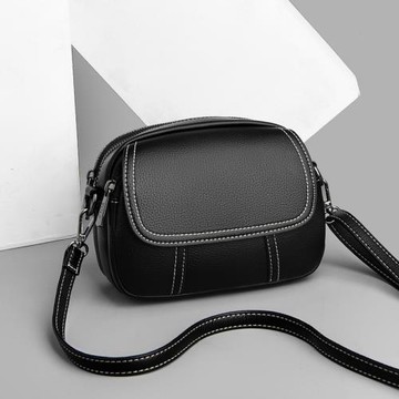 多層拉鏈小圓包簡約百搭放手機包迷你斜挎小包2025新款時尚軟皮夏