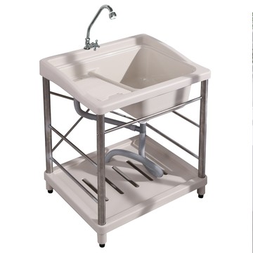 邏爵 72CM*60CM不鏽鋼 塑鋼水龍頭洗衣槽 A1008-ST