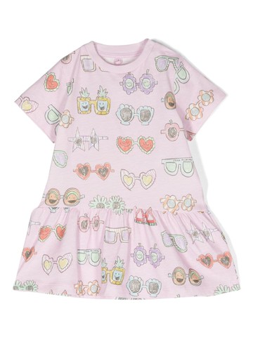 Stella McCartney Kids - sunglasses-print flared dress - kids - Organic Cotton - 18 mth - Pink