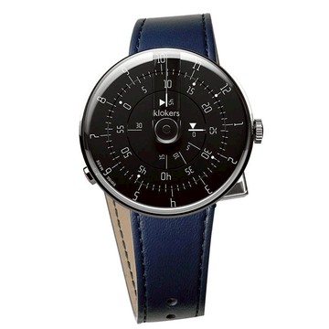 【買錶送 klokers 皮革零錢包，送完為止！】KLOK-01- M2 極簡黑色錶頭 + 單圈皮革錶帶 寶藍色
