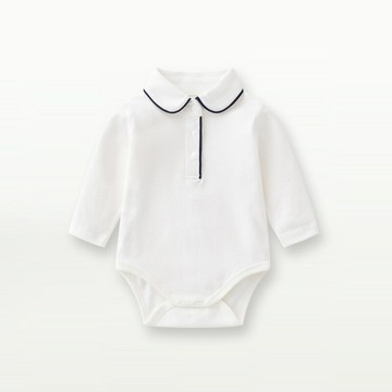 無骨 ins風嬰兒服嬰兒秋裝男寶寶連體衣爬服三角哈衣翻領包屁衣鑫弘-萌寶童裝可開發票