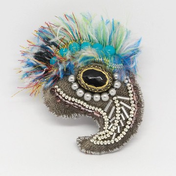 極輕佩斯利花紋胸針1 串珠刺繡胸針多色