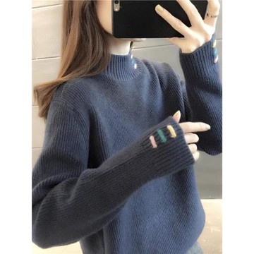 毛衣秋冬2025新款女裝寬松上衣套頭高級感超好看半高領針織打底衫