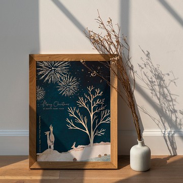 煙火下的麋鹿【CM21004】洛可可草莓 卡片明信片含信封