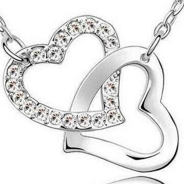 現貨+預購 925純銀項鍊 鑲鑽吊墜-心連心造型文藝唯美韓國流行母親節生日情人節禮物女配件73y32【獨家進口】【米蘭精品】