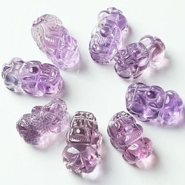 親寶水晶天然紫黃晶吊墜 女男款 納財貔貅項墜 紫水晶飾品 項鏈繩