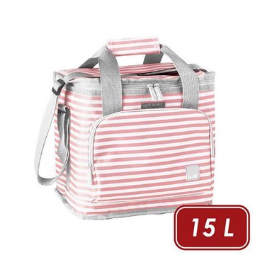 《IBILI》Biarritz肩背保冷袋(粉櫻條紋15L)