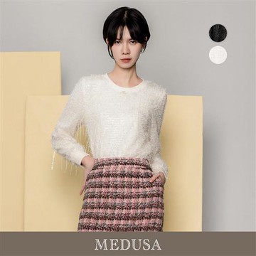 現貨【MEDUSA 曼度莎】優雅毛流蘇上衣 - 2色（M-XL）｜女長袖上衣 女休閒上衣