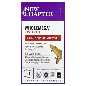 New Chapter, Wholemega 魚油，60 粒軟凝膠