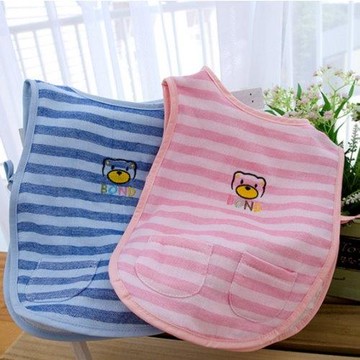 【台灣興隆毛巾】胖的熊雙層棉紗穿戴式圍兜 2件圍兜組