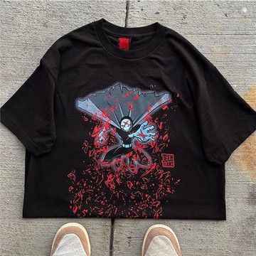 美式街頭沖鋒戰士設計感小眾印花百搭復古純棉t恤男女時尚潮牌