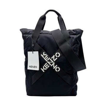 【KENZO】SPORT logo 尼龍運動手提肩背托特包(黑)