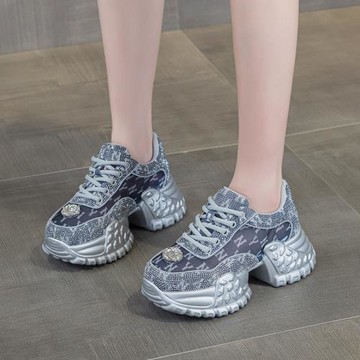 825-77夏季滿鉆運動鞋拼色老爹鞋低幫網面透氣