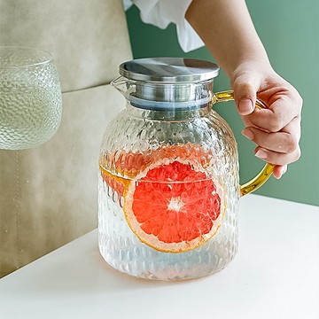 FOREVER 耐熱玻璃錘紋款 不鏽鋼把手水壺 1500ML