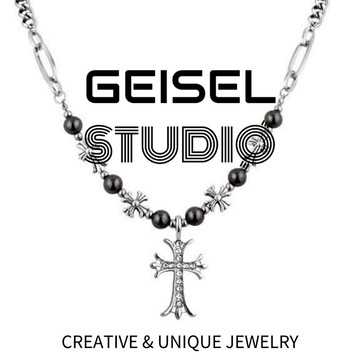 【GEISEL】韓系十字架古巴拼接項鍊 冷感男款項鍊 嘻哈項鍊 潮男款鈦鋼項鍊 項鍊男 不鏽鋼項鍊(B-050)