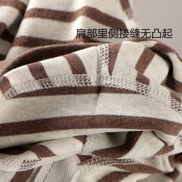 兒童裝秋冬加厚秋衣男童女童家居上衣全棉長袖T恤家居條紋無骨A類