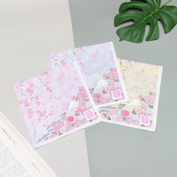 京都手帕 -友禪刺繡系列-富士山(粉/藍/黃)