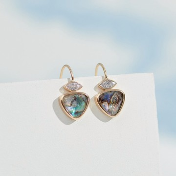 Oceano菱形鋯石鮑魚貝耳環