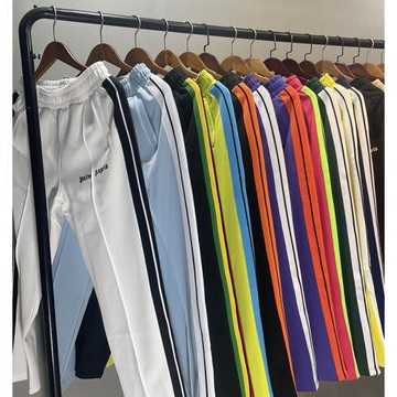 正確版Palm彩虹側邊條紋休閑長褲棕櫚天使PA運動褲子 男女