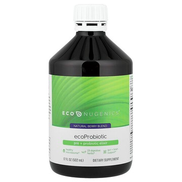 Econugenics, EcoProbiotic，有機益生元 + 益生菌酏劑，天然漿果味，17 液量盎司（500 毫升）