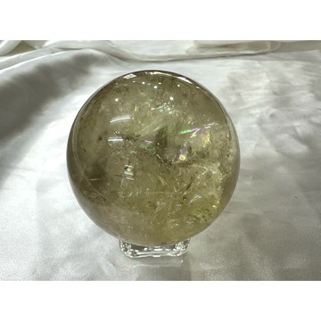 遇見～黃水晶球 B#70  黃水晶 隱山 水晶球 爆彩黃水晶 藍針黃水晶