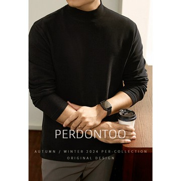 ”輕奢系列“羊毛&桑蠶絲半高領打底衫秋冬雙面絨長袖T恤男保暖衣