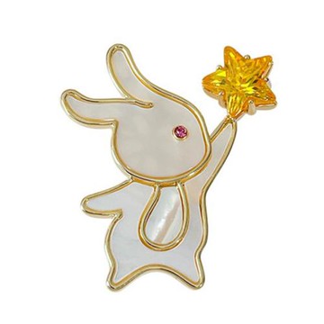 【ANGEL】許願兔子流星本命年胸針別針兩用款(金色)