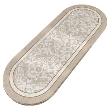 小麥購物 橢圓簡約羊羔絨床邊防滑地墊 L1409  120 x 40cm  花悦绽放