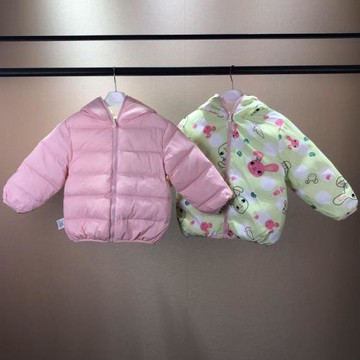 AB*品牌撤柜童裝中小童女童兩面穿羽絨服兒童冬季鴨絨連帽外套