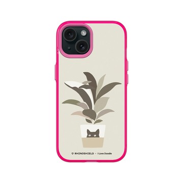 iPhone 15 Clear 粉漾桃 - ilovedoodle (Lim Heng Swee) - Cat and Plant - 鯨魚在哪裏