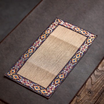 中式復古民族風 茶席桌布 禪意花紋茶簾 茶桌旗墊 功夫茶具配件1入