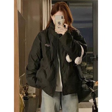 黑色立領棉服女冬季2025年新款加厚保暖面包服小個子寬松羽絨棉衣